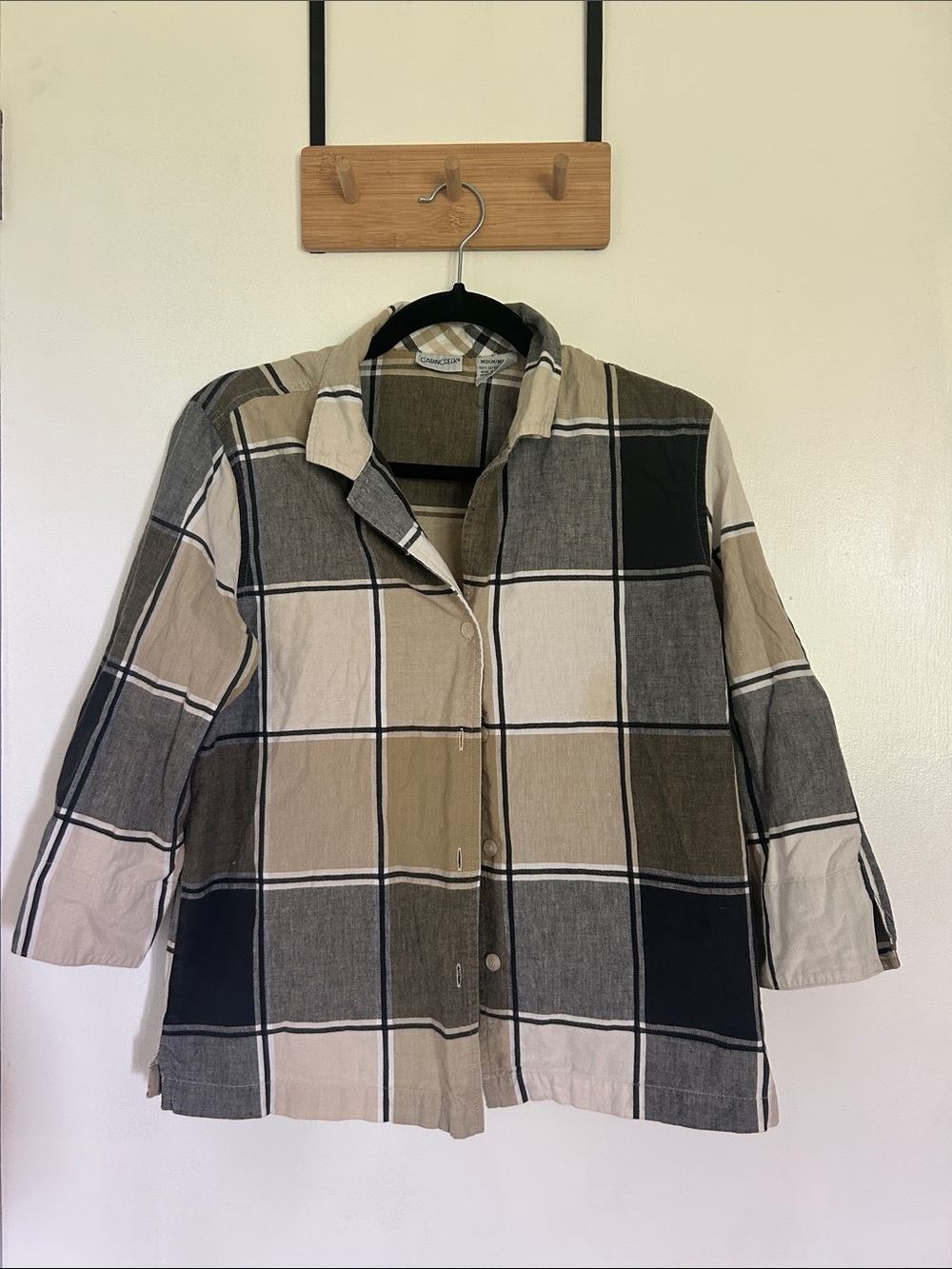 Women’s Plaid Button-Front Shirt, 3/4 sleeve length